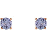 14K Rose 4 mm Natural Tanzanite Earrings